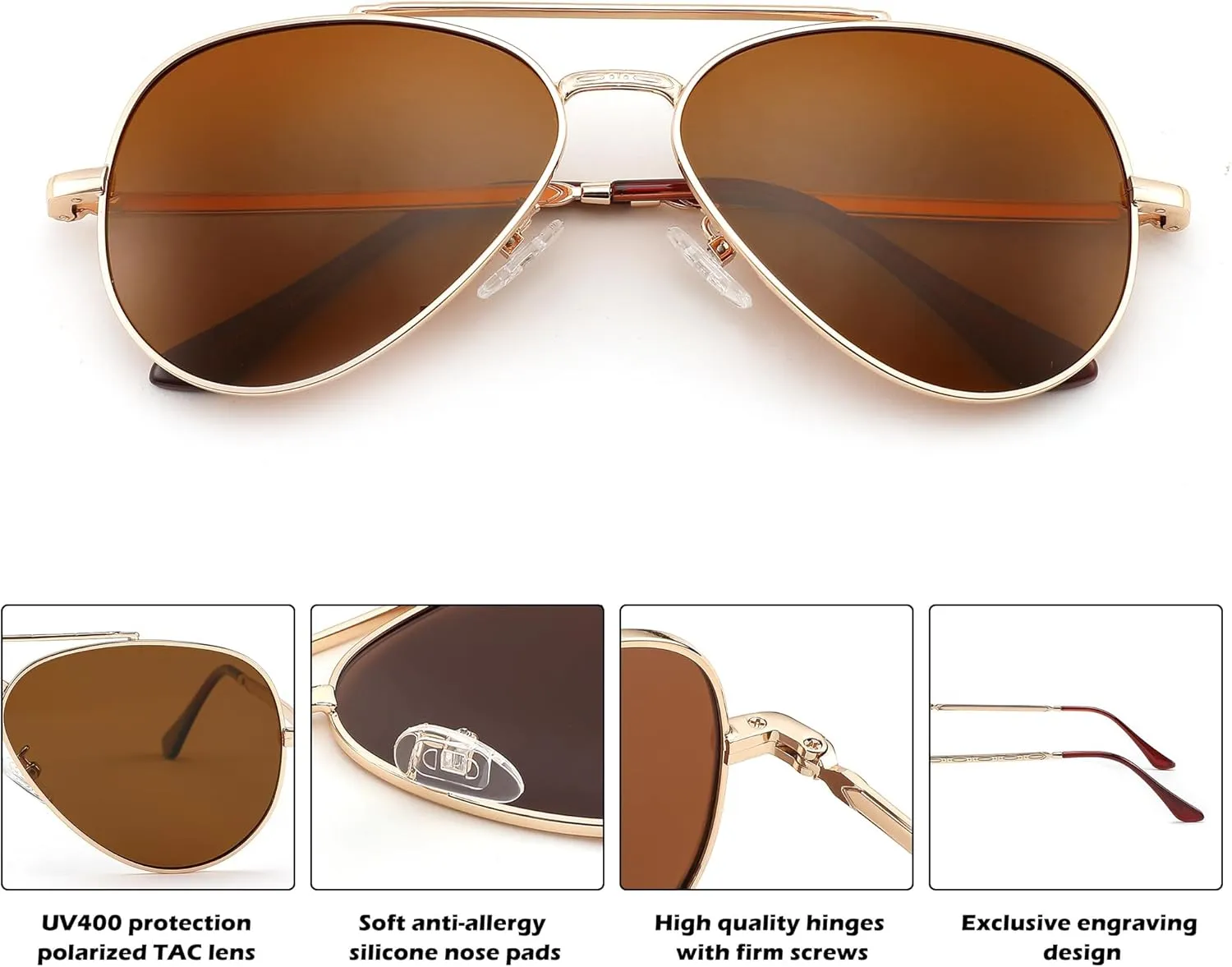 FEISEDY Sunglasses Womens, Aviator Polarized Men, Classic Metal Frame Pilot Shades B9113