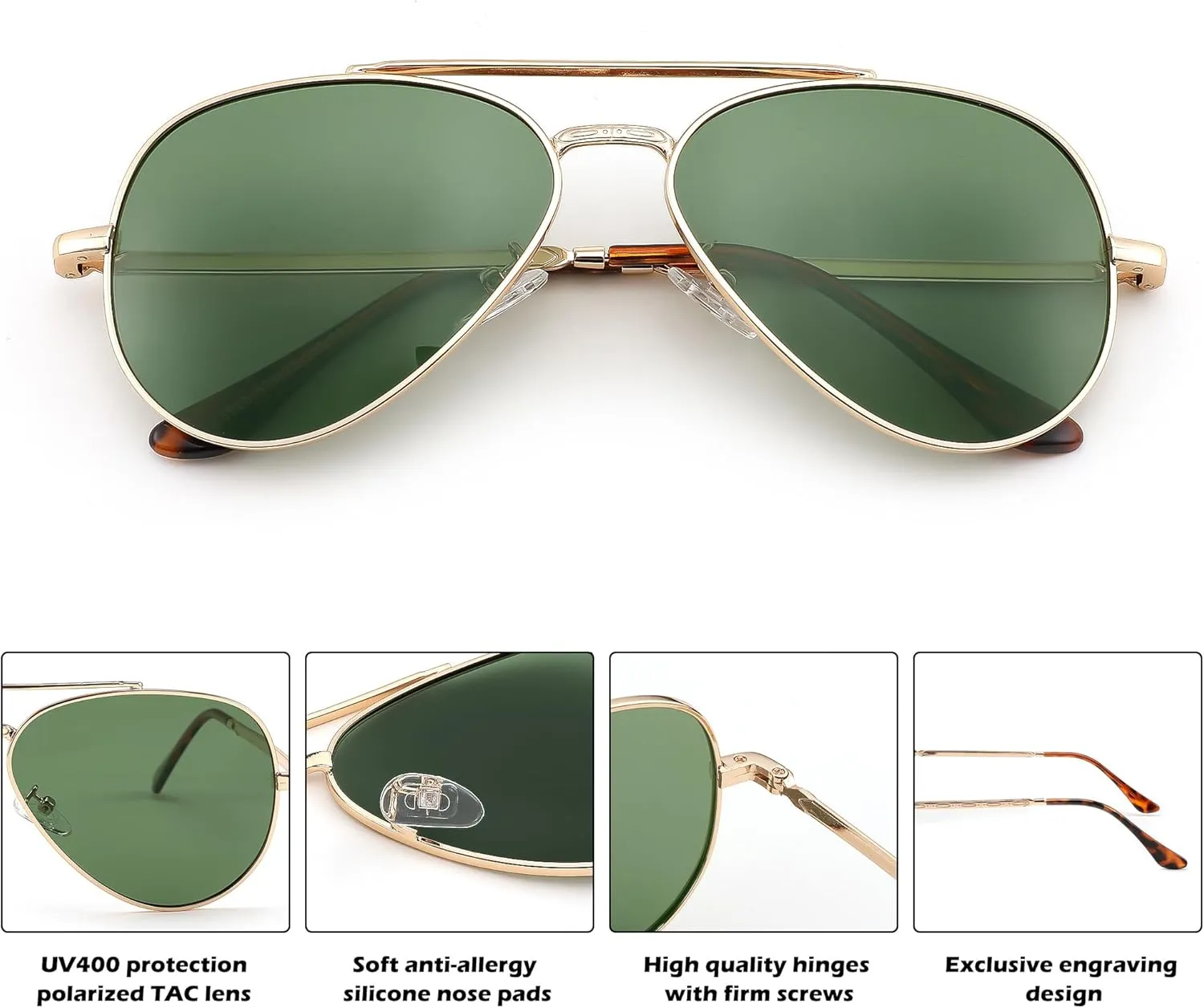FEISEDY Sunglasses Womens, Aviator Polarized Men, Classic Metal Frame Pilot Shades B9113