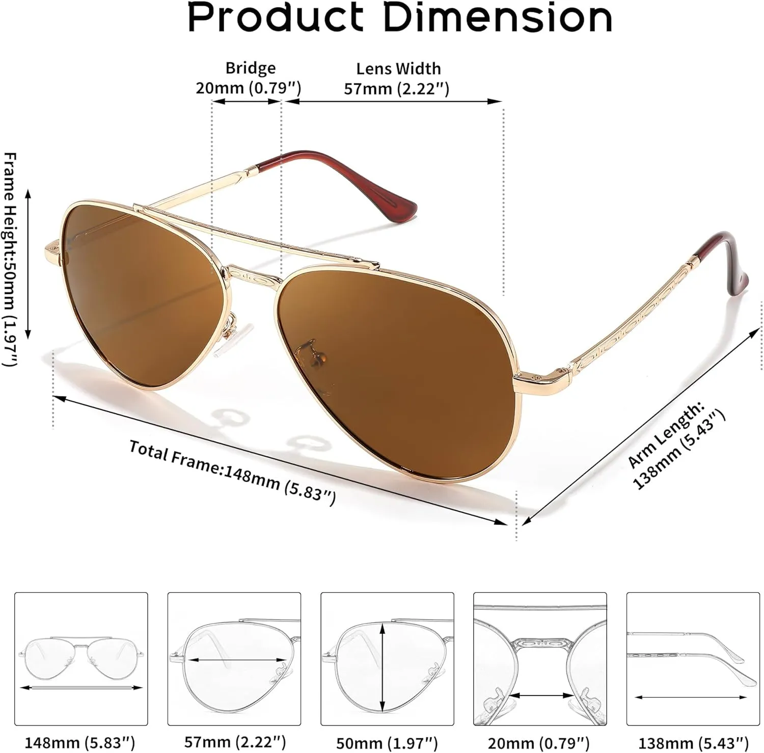 FEISEDY Sunglasses Womens, Aviator Polarized Men, Classic Metal Frame Pilot Shades B9113