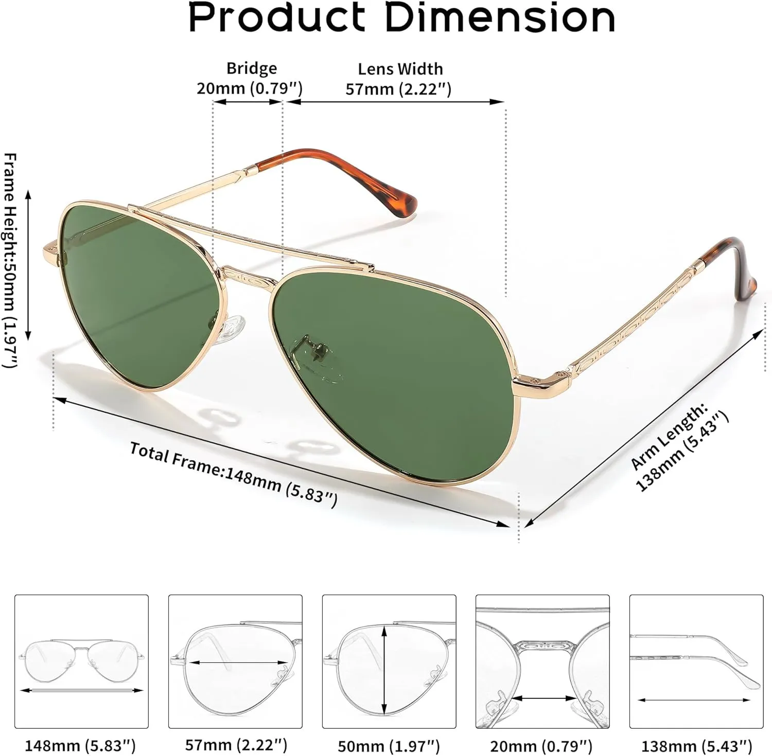 FEISEDY Sunglasses Womens, Aviator Polarized Men, Classic Metal Frame Pilot Shades B9113