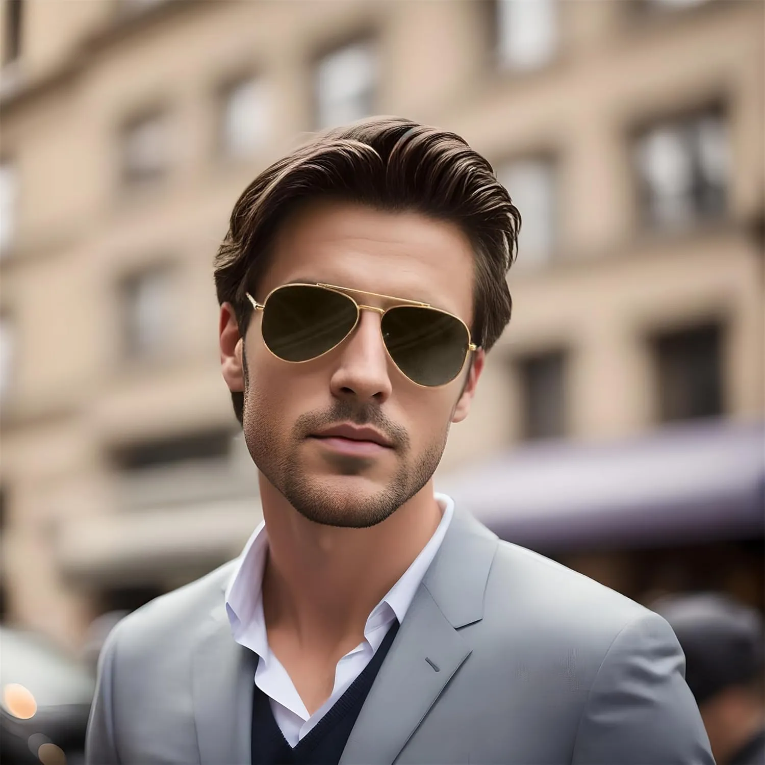 FEISEDY Sunglasses Womens, Aviator Polarized Men, Classic Metal Frame Pilot Shades B9113