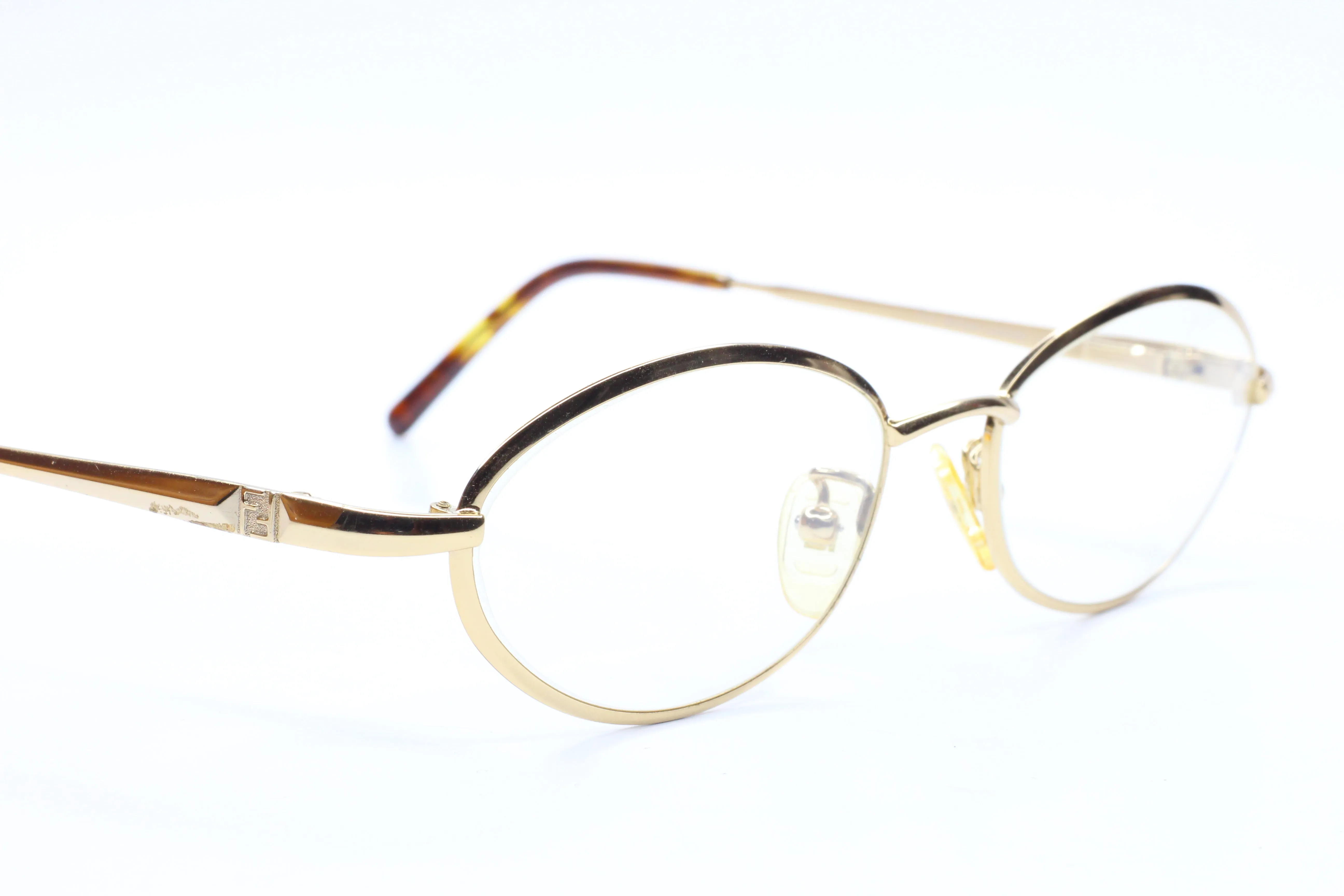 Fendi FF76 Golden Glimmer Vintage Luxury Italy Eyeglasses