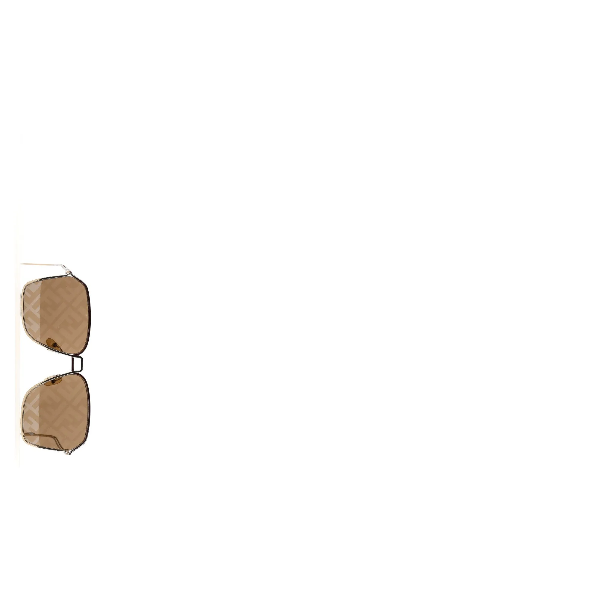 Fendi Rectangle-Shape Logo Lens Sunglasses in Brown Metal