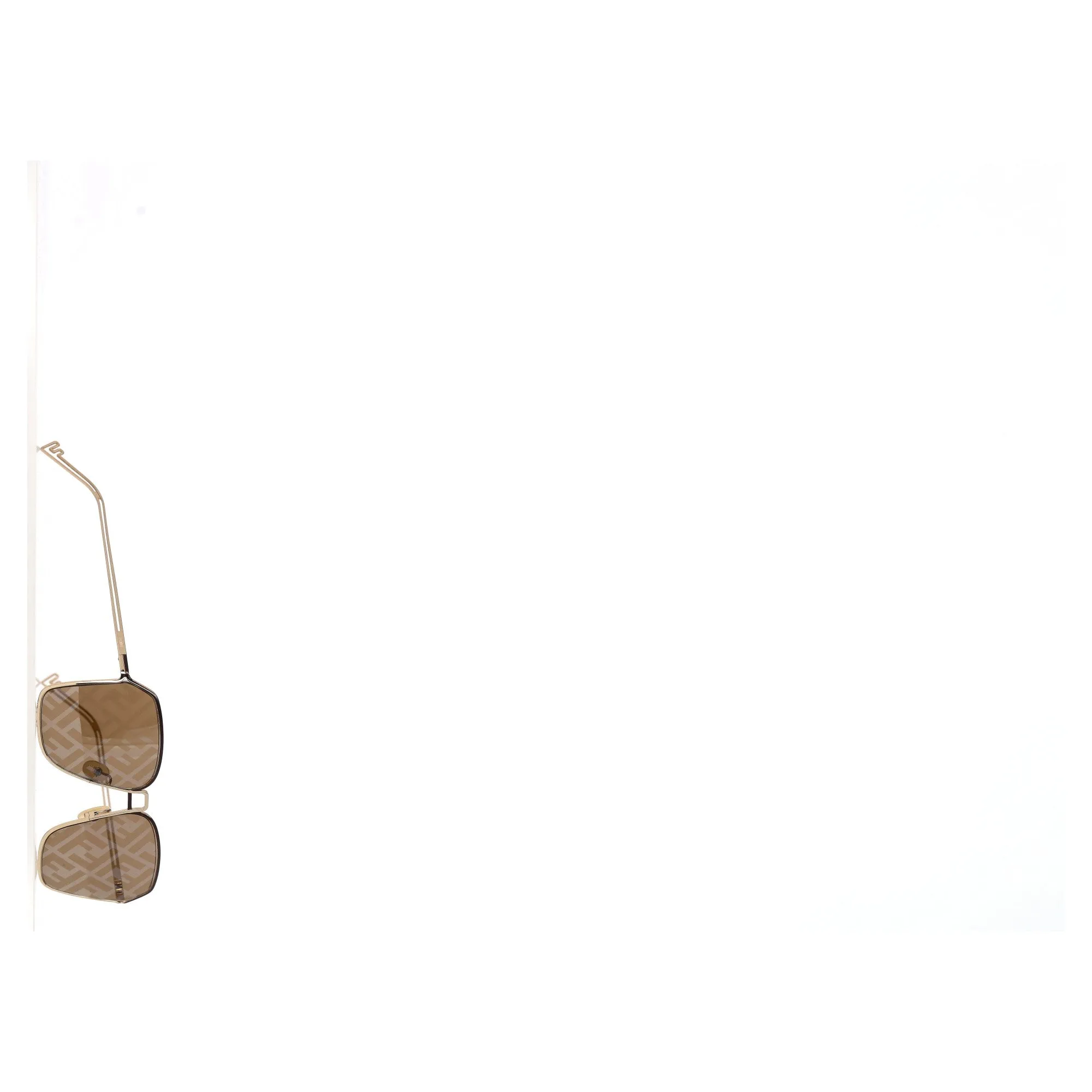 Fendi Rectangle-Shape Logo Lens Sunglasses in Brown Metal