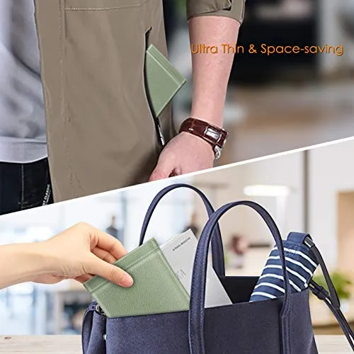 Fintie Eyeglasses Pouch with Cleaning Cloth, Portable Squeeze Top Vegan Leather Soft Glasses Case Anti-Scratch Sunglasses Bag, Sage Green