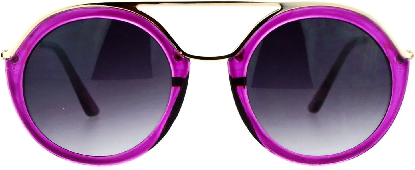 Flat Top Round Frame Sunglasses Womens Vintage Retro Fashion Shades UV 400