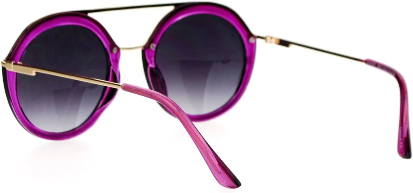 Flat Top Round Frame Sunglasses Womens Vintage Retro Fashion Shades UV 400