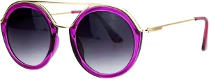 Flat Top Round Frame Sunglasses Womens Vintage Retro Fashion Shades UV 400