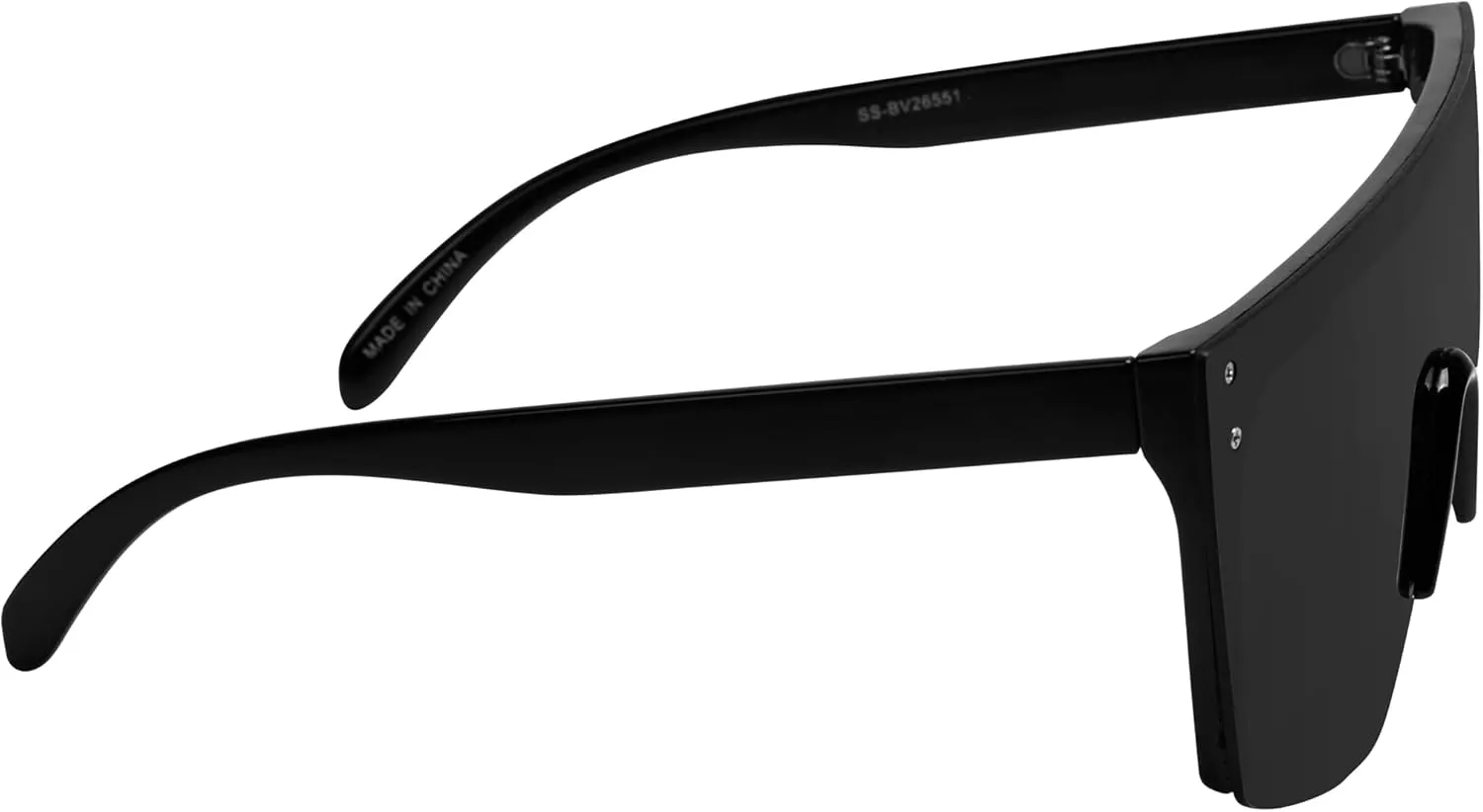 FLAWLESS EYEWEAR Rimless Oversized Sunglasses Retro Style Sunglasses for Men and Women Mirror Vision Glasses Flat Top Style