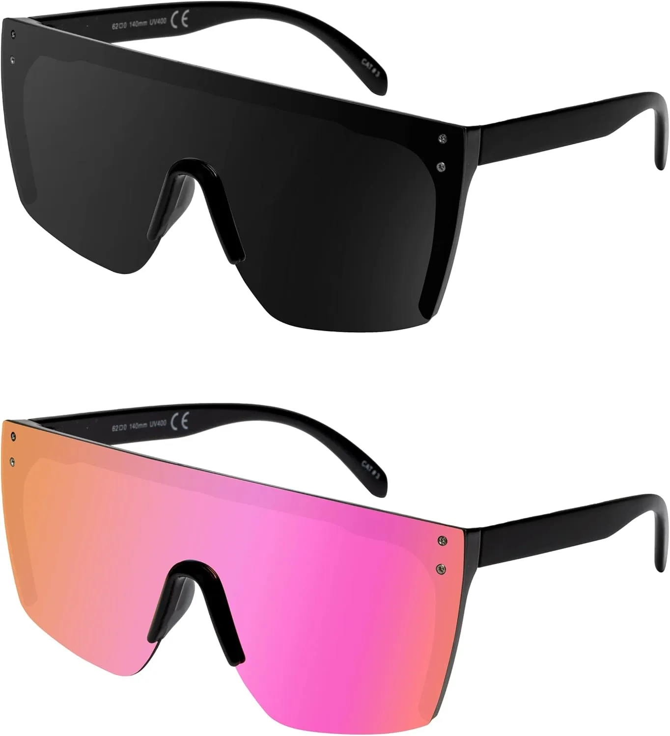 FLAWLESS EYEWEAR Rimless Oversized Sunglasses Retro Style Sunglasses for Men and Women Mirror Vision Glasses Flat Top Style