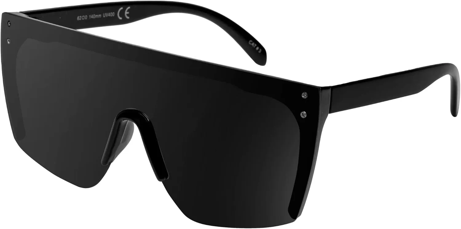 FLAWLESS EYEWEAR Rimless Oversized Sunglasses Retro Style Sunglasses for Men and Women Mirror Vision Glasses Flat Top Style