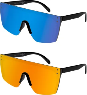FLAWLESS EYEWEAR Rimless Oversized Sunglasses Retro Style Sunglasses for Men and Women Mirror Vision Glasses Flat Top Style