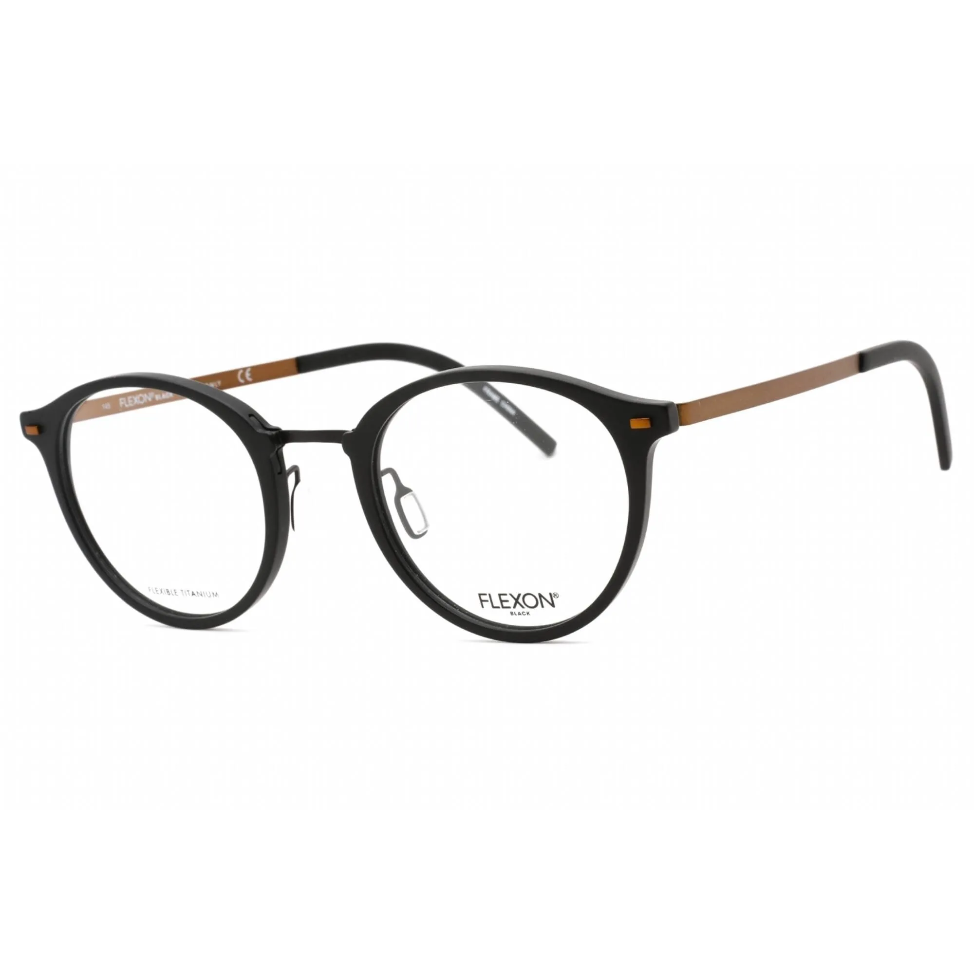 Flexon Men's Eyeglasses - Black Acetate Full Rim Round Shape Frame | FLEXON B2024 001