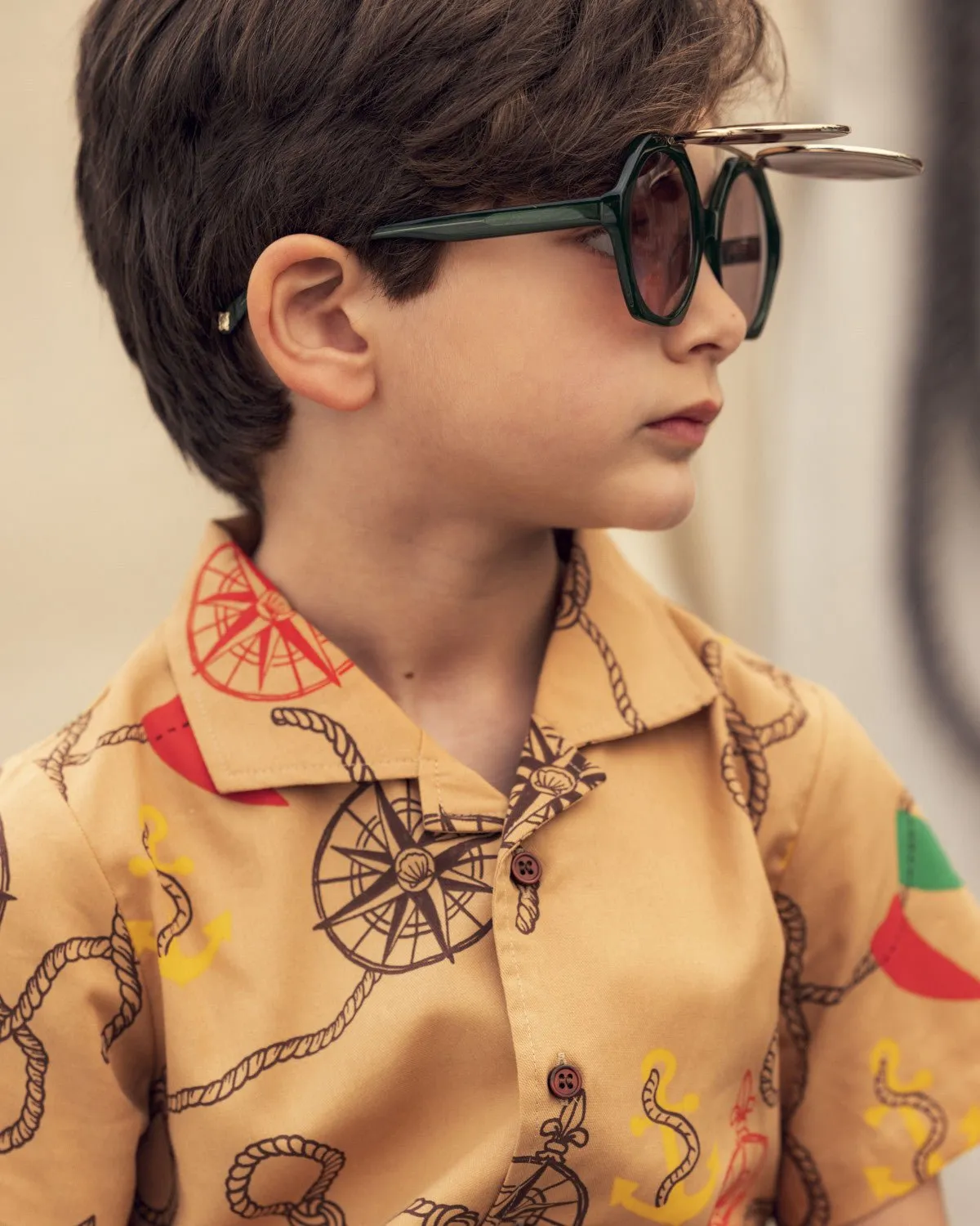 Flip Up Sunglasses in Green by Mini Rodini