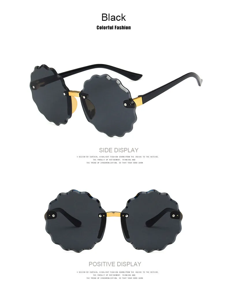 Flower Round  Dual Black Shade Sun Glasses 9209