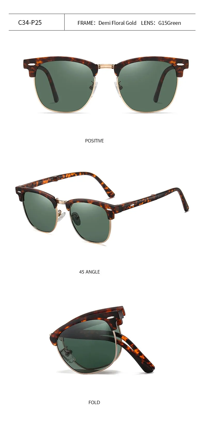 Folding Pocket HD Polarized Classic Driving Sunglasses