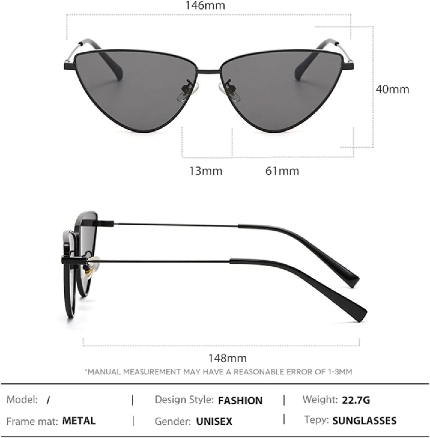 Frame Sunglasses Vintage Women Gold Metal Fashion Cat Eye Sun Glasses Uv400 Brown