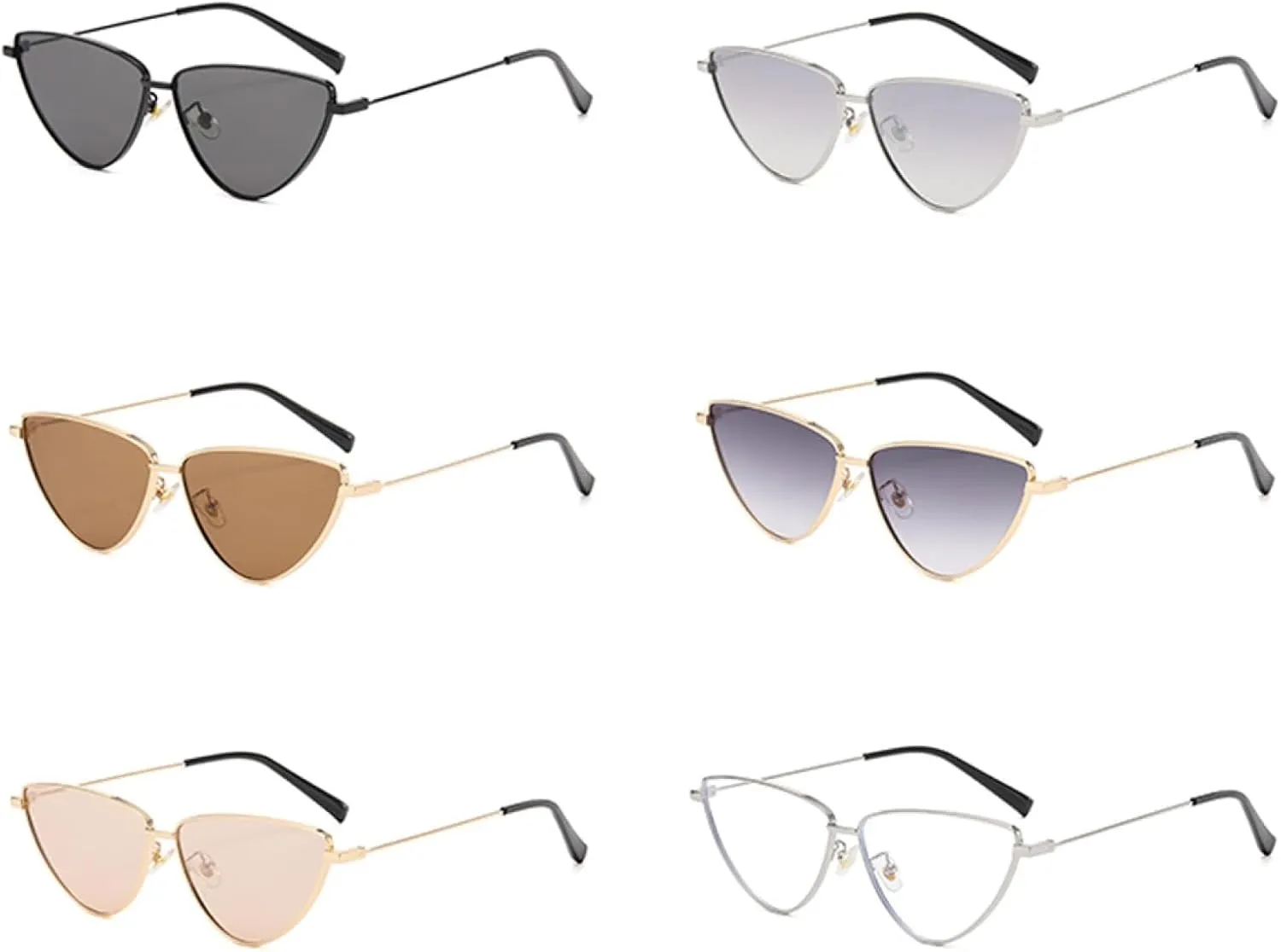 Frame Sunglasses Vintage Women Gold Metal Fashion Cat Eye Sun Glasses Uv400 Brown