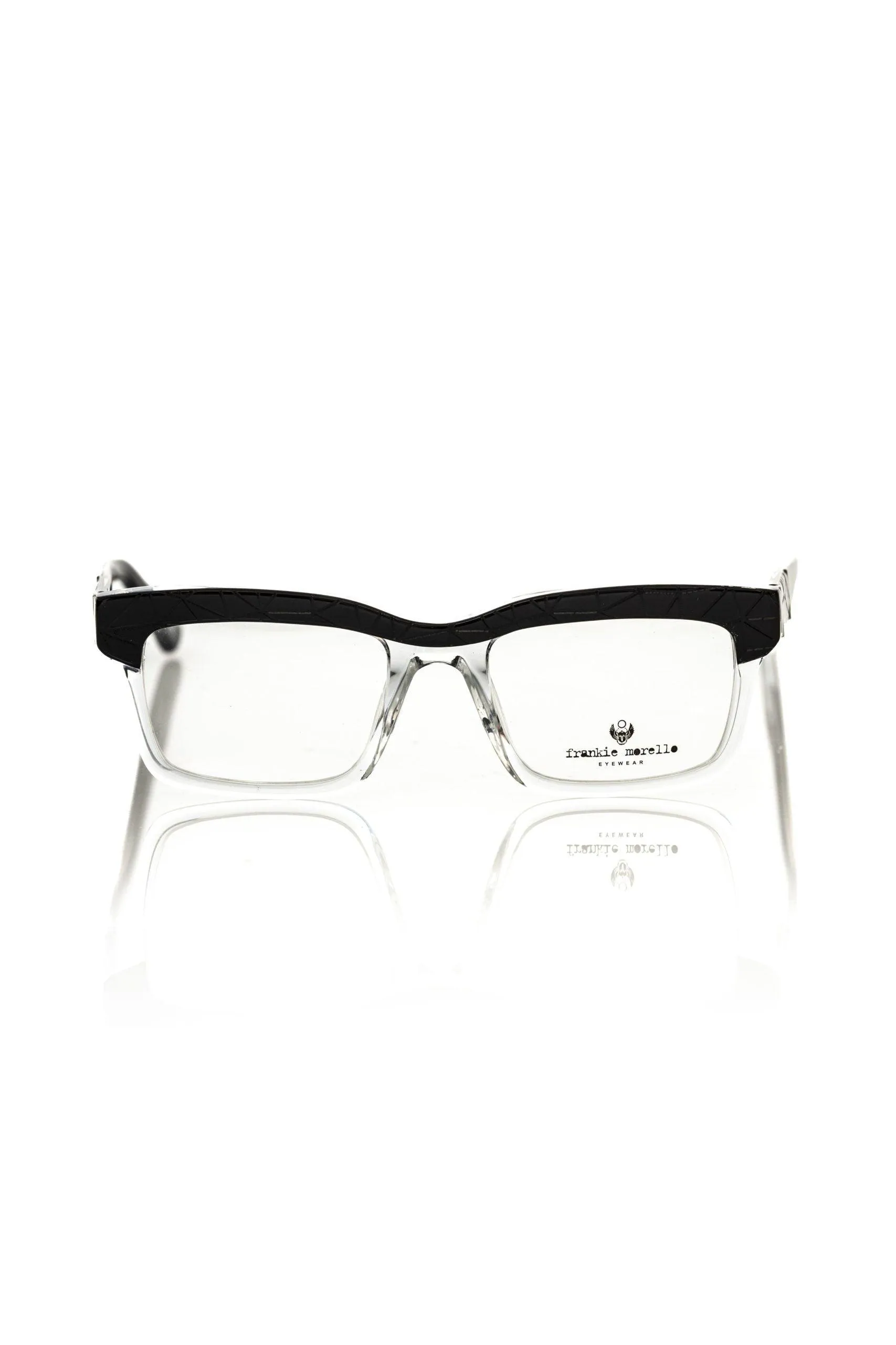 Frankie Morello Geometric Clubmaster Eyeglasses with Transparent Detail
