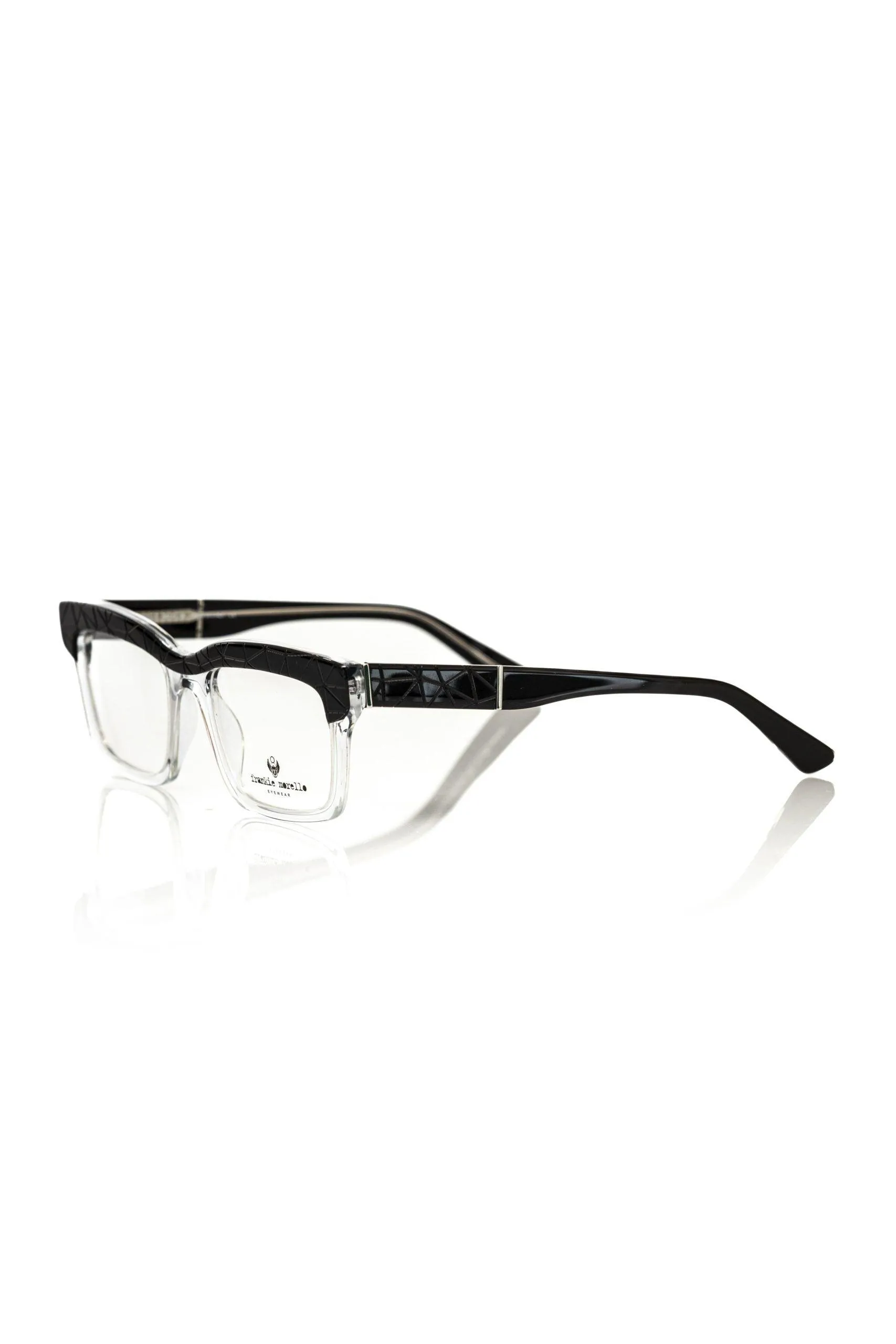 Frankie Morello Geometric Clubmaster Eyeglasses with Transparent Detail