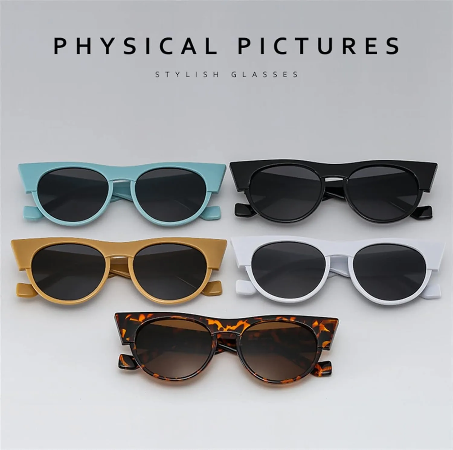 GAOXIN Cat Eye Men and Women Round Frame Sunglasses Outdoor Vacation Sunshade (Color : D, Size : Medium)