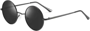 GAOXIN Men and Women Polarized Retro Round Frame Sunglasses Outdoor Sunshade Driving (Color : A, Size : Medium)