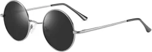 GAOXIN Men and Women Polarized Retro Round Frame Sunglasses Outdoor Sunshade Driving (Color : B, Size : Medium)