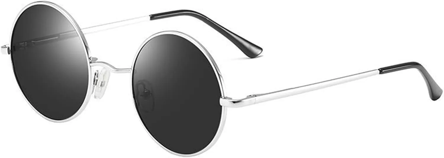 GAOXIN Men and Women Polarized Retro Round Frame Sunglasses Outdoor Sunshade Driving (Color : D, Size : Medium)