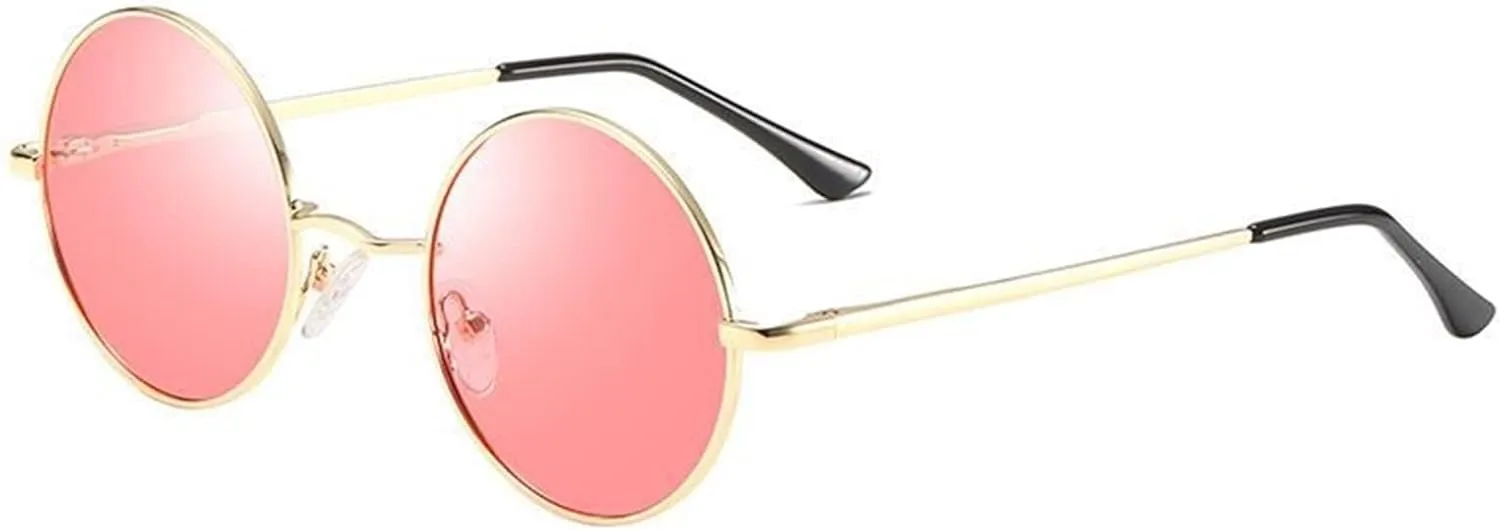 GAOXIN Men and Women Polarized Retro Round Frame Sunglasses Outdoor Sunshade Driving (Color : H, Size : Medium)