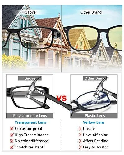 Gaoye 5-Pack Reading Glasses Blue Light Blocking,Spring Hinge Readers for Women Men Anti Glare Filter Lightweight Eyeglasses