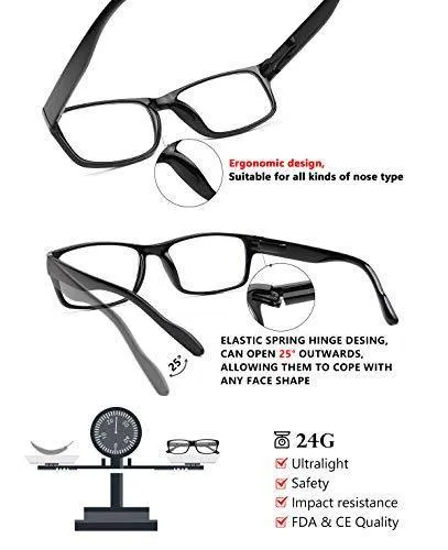 Gaoye 5-Pack Reading Glasses Blue Light Blocking,Spring Hinge Readers for Women Men Anti Glare Filter Lightweight Eyeglasses
