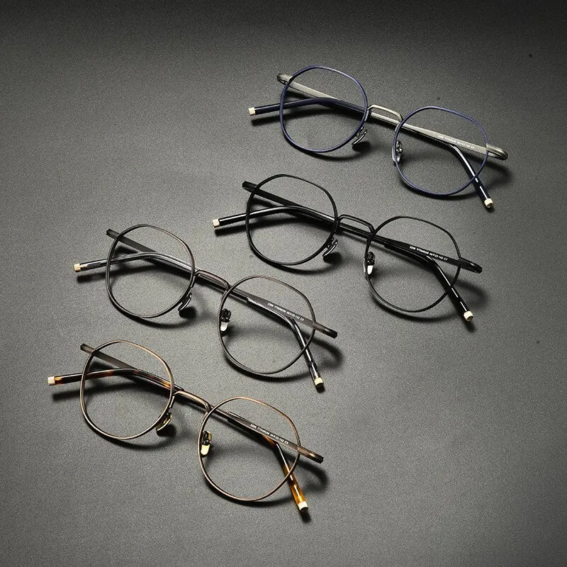 Gatenac Unisex Full Rim Irregular Round Titanium Eyeglasses Gxyj933