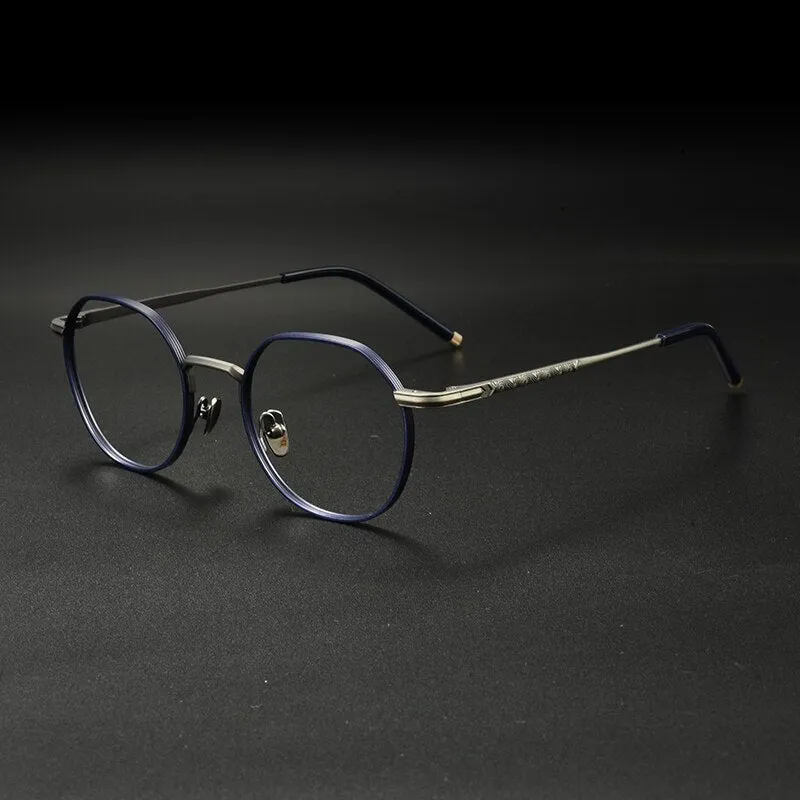 Gatenac Unisex Full Rim Irregular Round Titanium Eyeglasses Gxyj933
