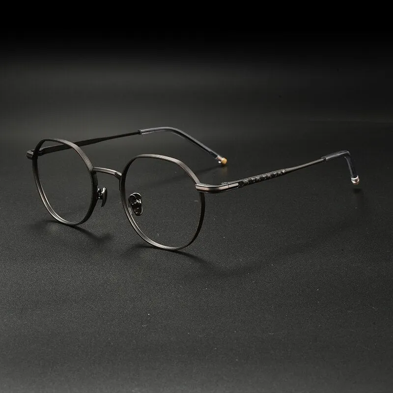 Gatenac Unisex Full Rim Irregular Round Titanium Eyeglasses Gxyj933