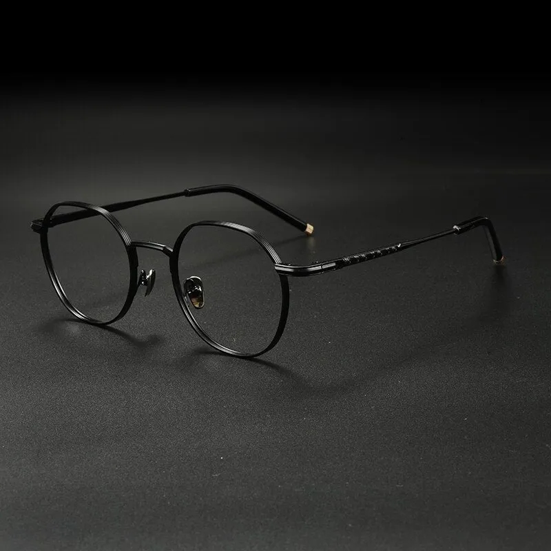 Gatenac Unisex Full Rim Irregular Round Titanium Eyeglasses Gxyj933