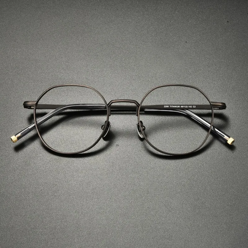Gatenac Unisex Full Rim Irregular Round Titanium Eyeglasses Gxyj933