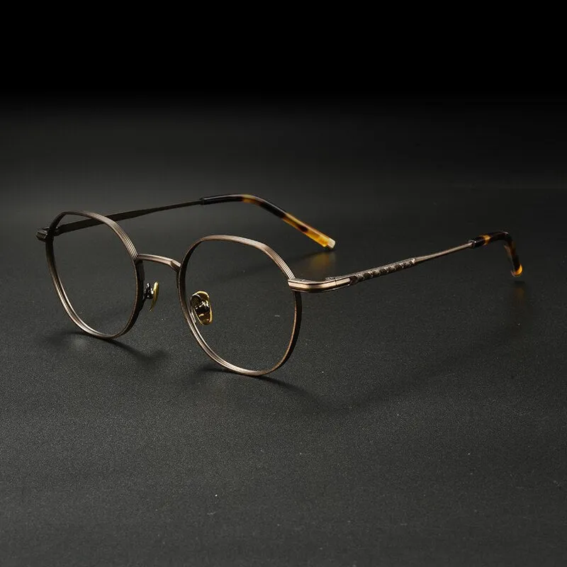 Gatenac Unisex Full Rim Irregular Round Titanium Eyeglasses Gxyj933