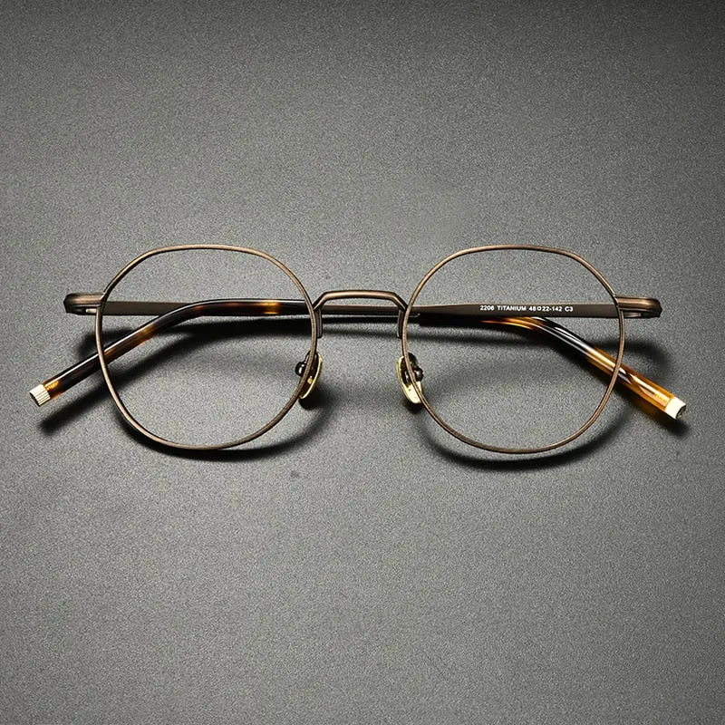 Gatenac Unisex Full Rim Irregular Round Titanium Eyeglasses Gxyj933