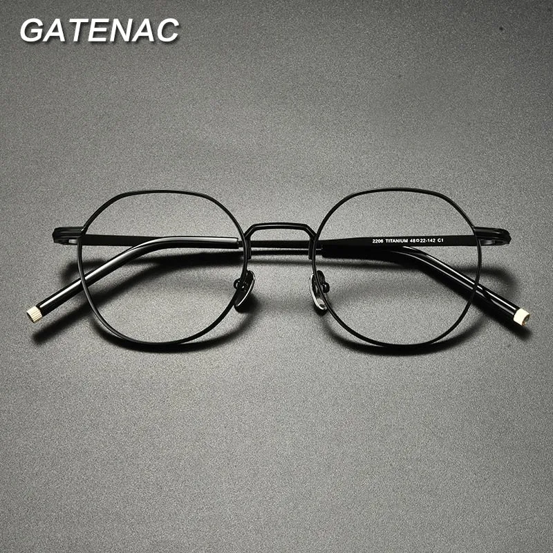 Gatenac Unisex Full Rim Irregular Round Titanium Eyeglasses Gxyj933