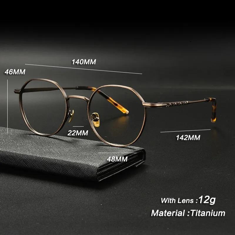 Gatenac Unisex Full Rim Irregular Round Titanium Eyeglasses Gxyj933