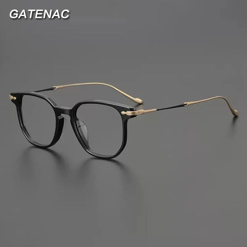 Gatenac Unisex Full Rim Irregular Square Acetate Titanium Eyeglasses Gxyj992