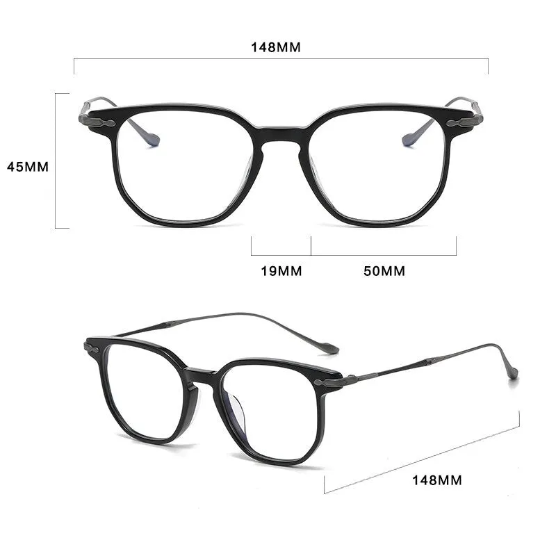 Gatenac Unisex Full Rim Irregular Square Acetate Titanium Eyeglasses Gxyj992