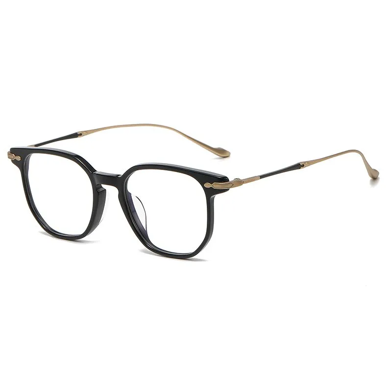 Gatenac Unisex Full Rim Irregular Square Acetate Titanium Eyeglasses Gxyj992