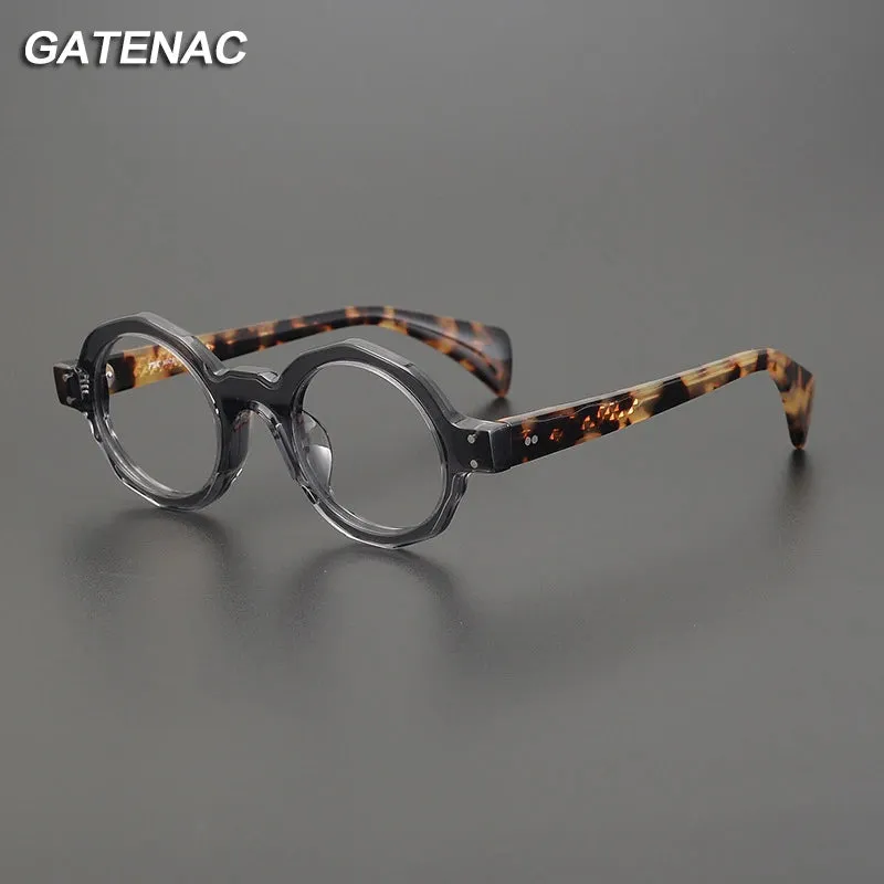 Gatenac Unisex Full Rim Round Acetate Eyeglasses Gxyj-1169