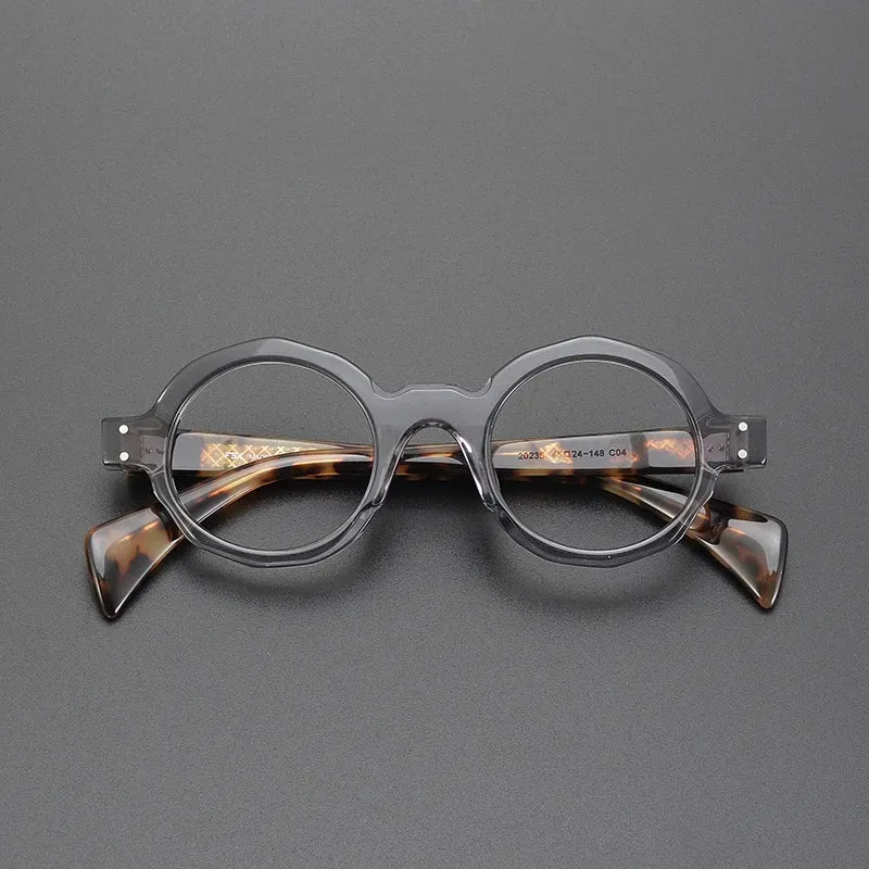Gatenac Unisex Full Rim Round Acetate Eyeglasses Gxyj-1169