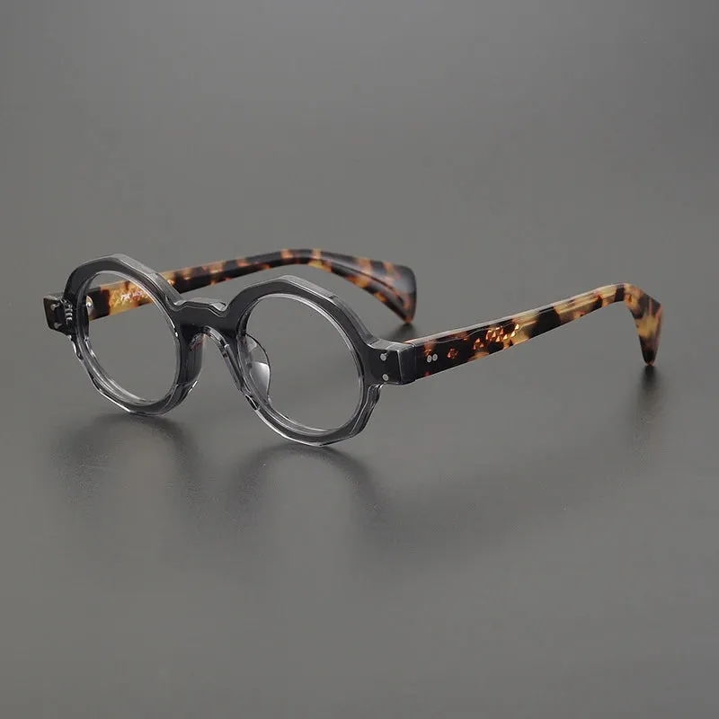 Gatenac Unisex Full Rim Round Acetate Eyeglasses Gxyj-1169