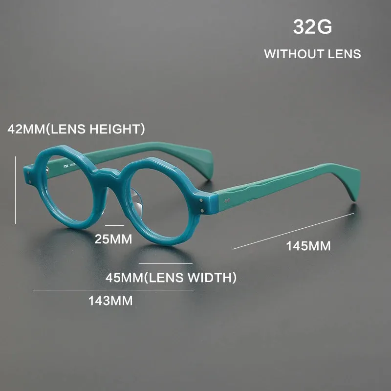 Gatenac Unisex Full Rim Round Acetate Eyeglasses Gxyj-1169