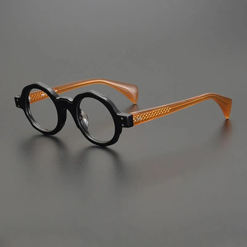 Gatenac Unisex Full Rim Round Acetate Eyeglasses Gxyj-1169