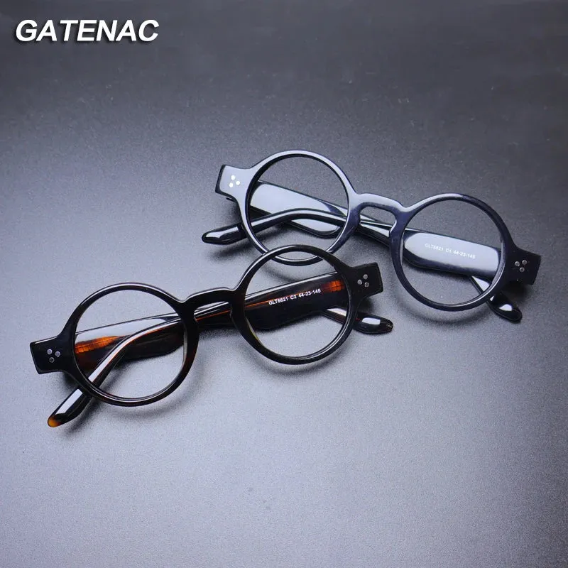 Gatenac Unisex Full Rim Round Acetate Eyeglasses Gxyj-1175