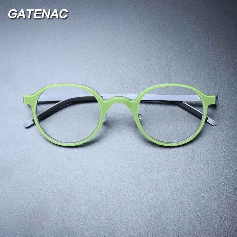 Gatenac Unisex Full Rim Round Acetate Eyeglasses Gxyj1239